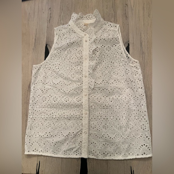 Sezane Womens Chemise Celinda Blouse Ecru White S/36 Embroidered Button Down - Picture 4 of 11